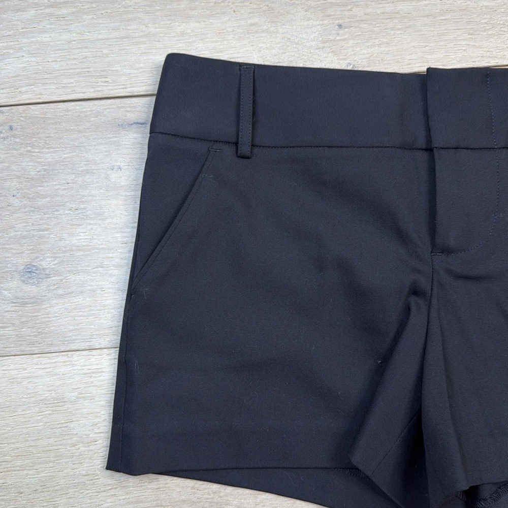 Alice + Olivia Mara Flat Front Satin Shorts In Black - Picture 8 of 9